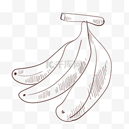 线描水果三根香蕉