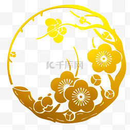 中国风金色纹样图片_中国风烫金梅花装饰纹样