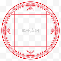 中式古典圆形花纹图片_红色中式回纹花纹