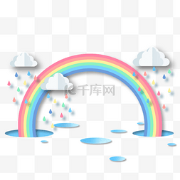 雨天彩虹云创意图案