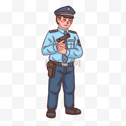 警察人物警察拿手枪