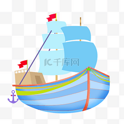 蓝色帆船装饰