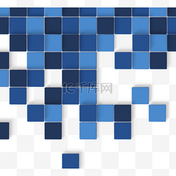 简约蓝色商务渐变图片_蓝色马赛克方形几何立体边框