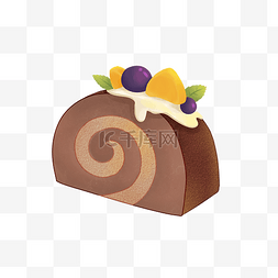 清新甜美甜点巧克力蛋糕插画