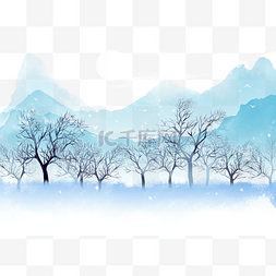 雪景雪景图片_古风中国风冬天雪景