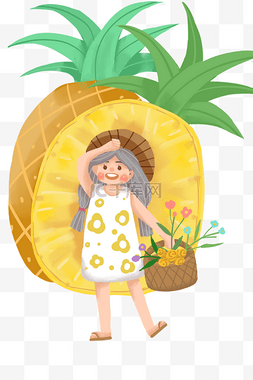 小菠萝菠萝图片_菠萝女孩卡通插画
