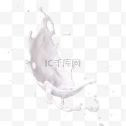 白色液体流体图片_3d散落牛奶立体元素