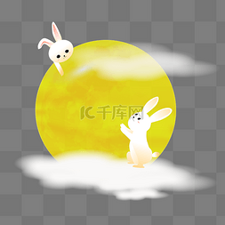 黄色的月球兔子