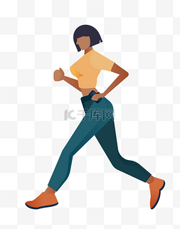矢量扁平女子跑步健身锻炼身体运