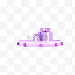 紫色的舞台和礼盒免抠图