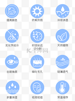 组合图标图片_蓝色护肤美肤功能图标