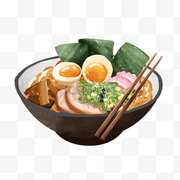 棕色碗竹笋海苔肉鸡蛋美味日本拉