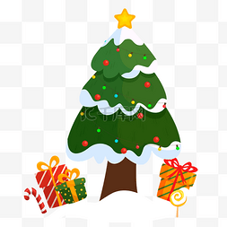绿色圣诞礼物图片_卡通绿色的圣诞树和礼物