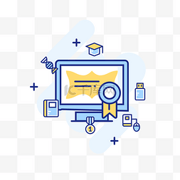 教育科学用具小清新淡蓝淡黄学校