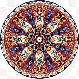 中式图腾图片_古典花纹地毯圆圆形