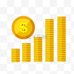 钱币图标图片_上涨的美元硬币堆图标