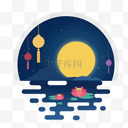 夜空场景图片_夏夜荷花看灯会