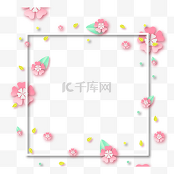 粉色花朵矩形边框设计