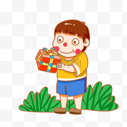 快乐童真图片_儿童节抱着礼物盒的孩子手绘