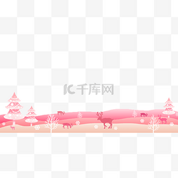 圣诞浪漫图片_圣诞节粉色麋鹿浪漫边框