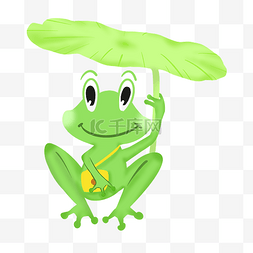 荷叶青蛙蝌蚪图片_绿色可爱荷叶小青蛙
