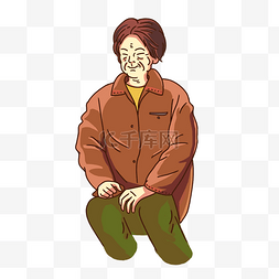 母亲节卡通坐着的女性老人