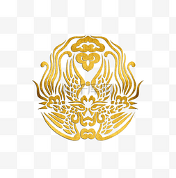 中国风古典凤凰金色金箔纹样装饰