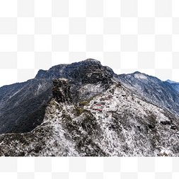 航拍山顶冬天雪景