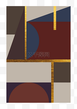 单色系图片_几何抽象画单联咖啡色系抽象装饰