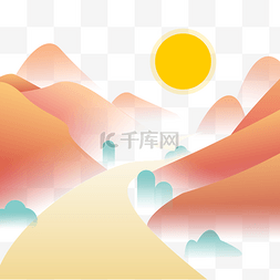 山顶图片_落日渐变山峰