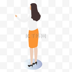 商务精英图片_2.5D商业画板职业女人手绘免抠图