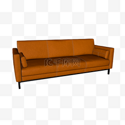 橙色客厅图片_皮质沙发
