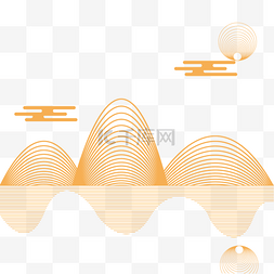 底纹金色简约图片_国风山水线条底纹