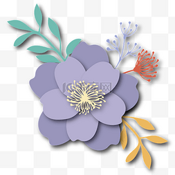 立体花朵剪纸图片_紫色唯美立体剪纸花朵