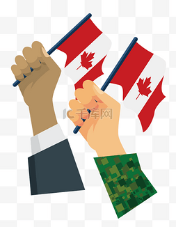 手握加拿大旗子