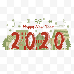 2020新年圣诞节可爱装饰金色雪景
