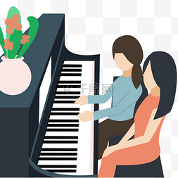 创意卡通扁平风教育学生弹钢琴培