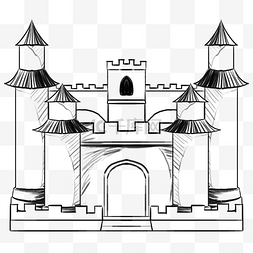 线描城堡建筑物