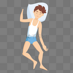 睡觉的枕头图片_彩色创意躺着睡觉的男孩元素