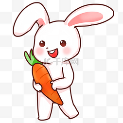 可爱的小白兔卡通图片_开心的小白兔插画