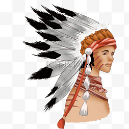 白羽毛头饰印第安人