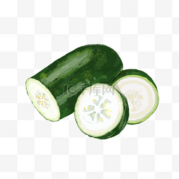 绿色食物蔬菜图片_超写实水墨风格绿色冬瓜蔬菜果蔬