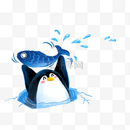鱼图片_卡通动漫企鹅捉鱼