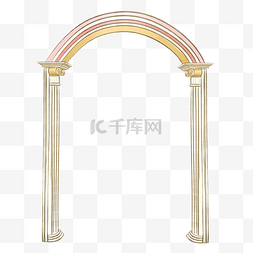 欧式拱门婚礼图片_手绘欧式罗马柱拱门