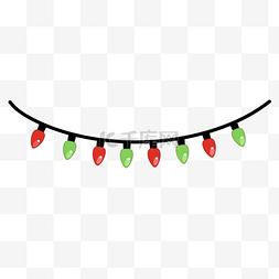 红绿交替单黑线手绘风格圣诞彩灯