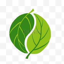 河流logo图片_绿色树叶八卦logo