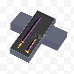 紫色的钢笔图片_紫色卡通盒装钢笔
