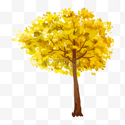 油画黄叶的树