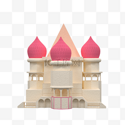背景小清新粉色图片_3D粉色卡通城堡