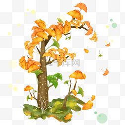 秋季海报图片_秋季金黄银杏树
